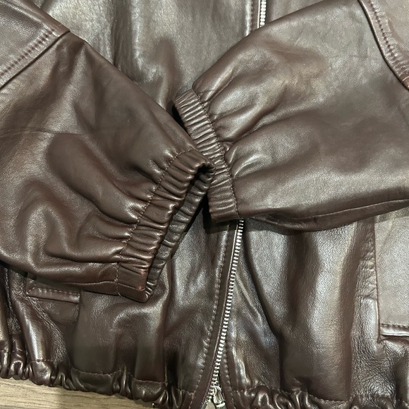 Club Monaco Blouson Sleeve Leather Jacket - Picture 6 of 11